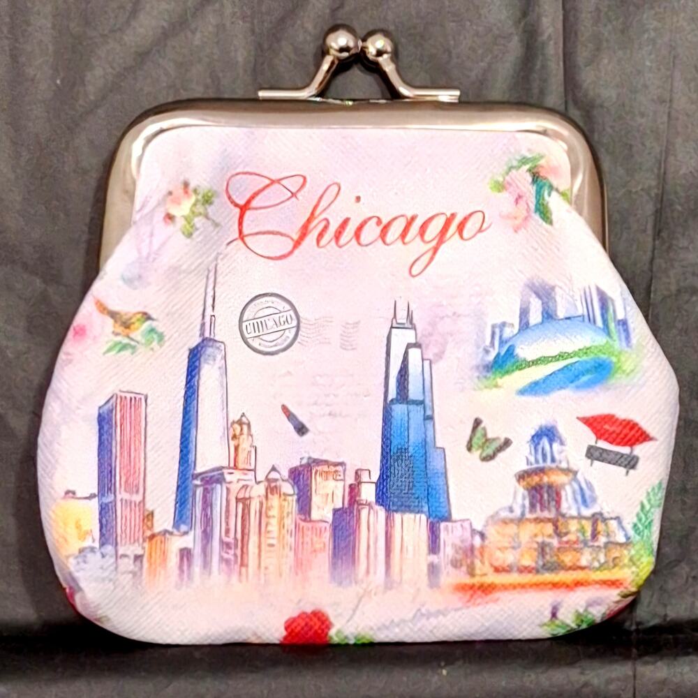 Chicago Souvenir Coin Purse Kiss-lock Closure